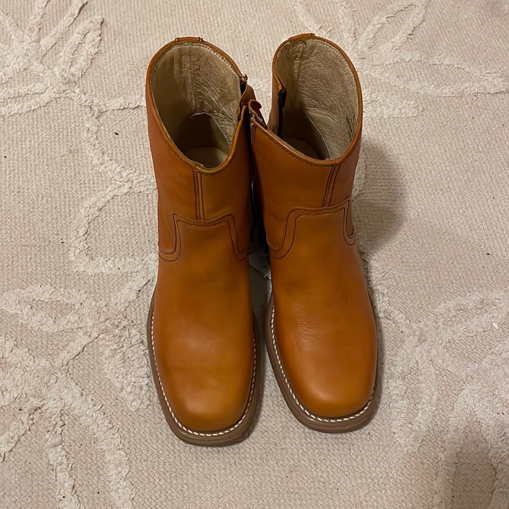 Real Fryes! Orange and yellow Frye boots.